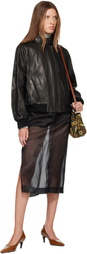 Nour Hammour Black Rios Leather Bomber Jacket