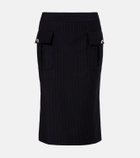 McQueen Chalk stripe wool and mohair pencil skirt