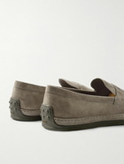 Tod's - Suede Penny Loafers - Gray