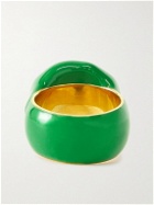 Bottega Veneta - Gold-Plated and Enamel Signet Ring - Green