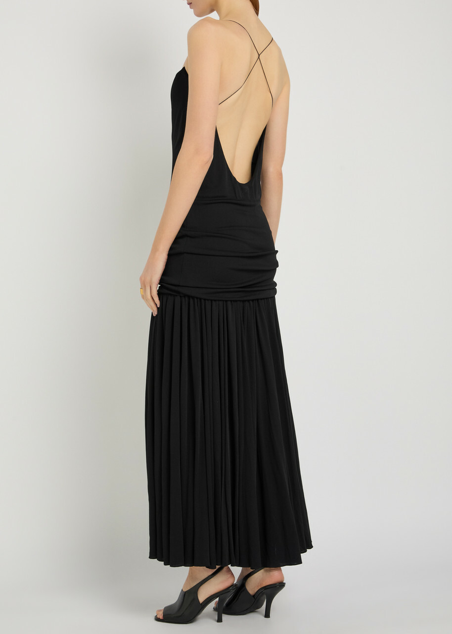 Jacquemus La Robe Abiha Draped Jersey Maxi Dress Black