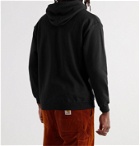 FLAGSTUFF - Logo-Print Fleece-Back Cotton-Blend Jersey Hoodie - Black