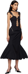 Marine Serre Black Recycled Nylon Midi Dress