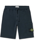 Stone Island - Straight-Leg Logo-Appliquéd Cotton-Jersey Drawstring Shorts - Blue