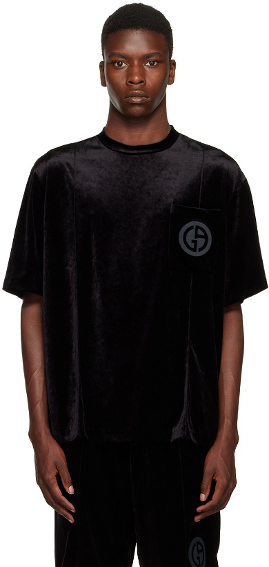 Photo: Giorgio Armani Black Embroidered T-Shirt