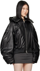 The Attico Black Leather Bomber Jacket