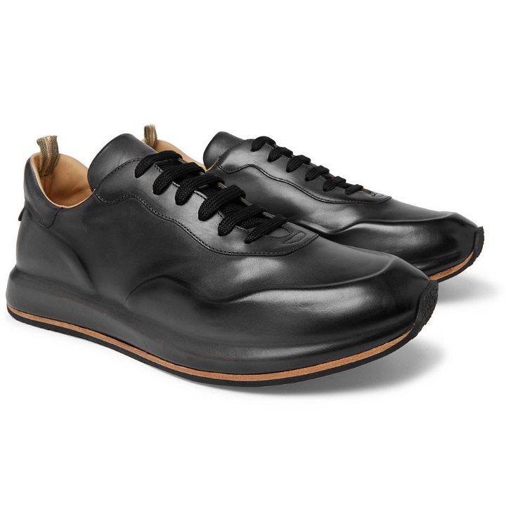 Photo: Officine Creative - Race Lux Burnished-Leather Sneakers - Dark gray