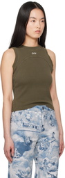 Off-White Green Off Stamp Rib Round Tank Top