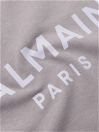 Balmain - Logo-Print Cotton-Jersey Hoodie - Gray