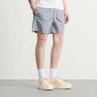 Moncler Men's Stripe Swimshorts in White Blue