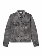 John Elliott - Thumper Type III Distressed Paint-Splattered Selvedge Denim Trucker Jacket - Gray