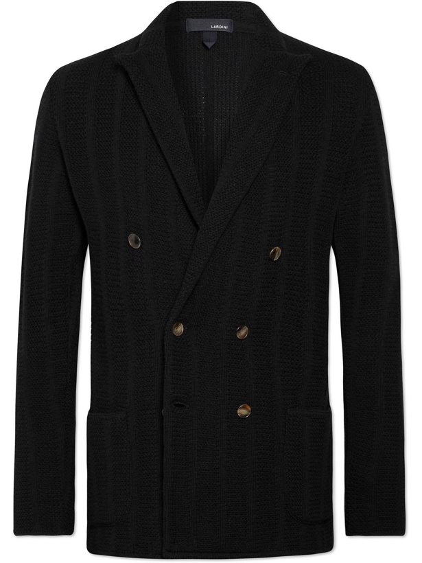 Photo: LARDINI - Unstructured Double-Breasted Wool Blazer - Black