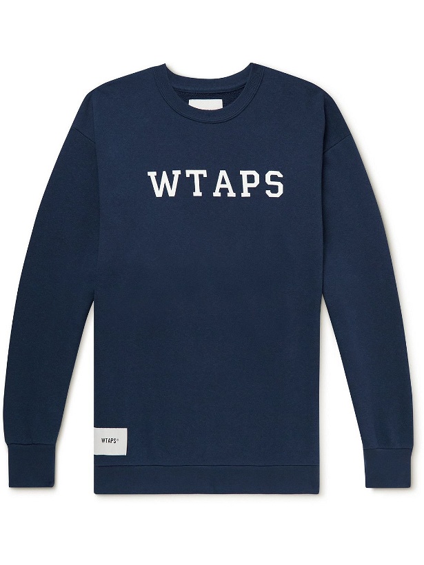 Photo: WTAPS - Academy Logo-Print Cotton-Blend Jersey Sweatshirt - Blue