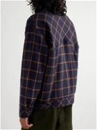 Nicholas Daley - Canvas-Trimmed Checked Wool Shirt Jacket - Blue