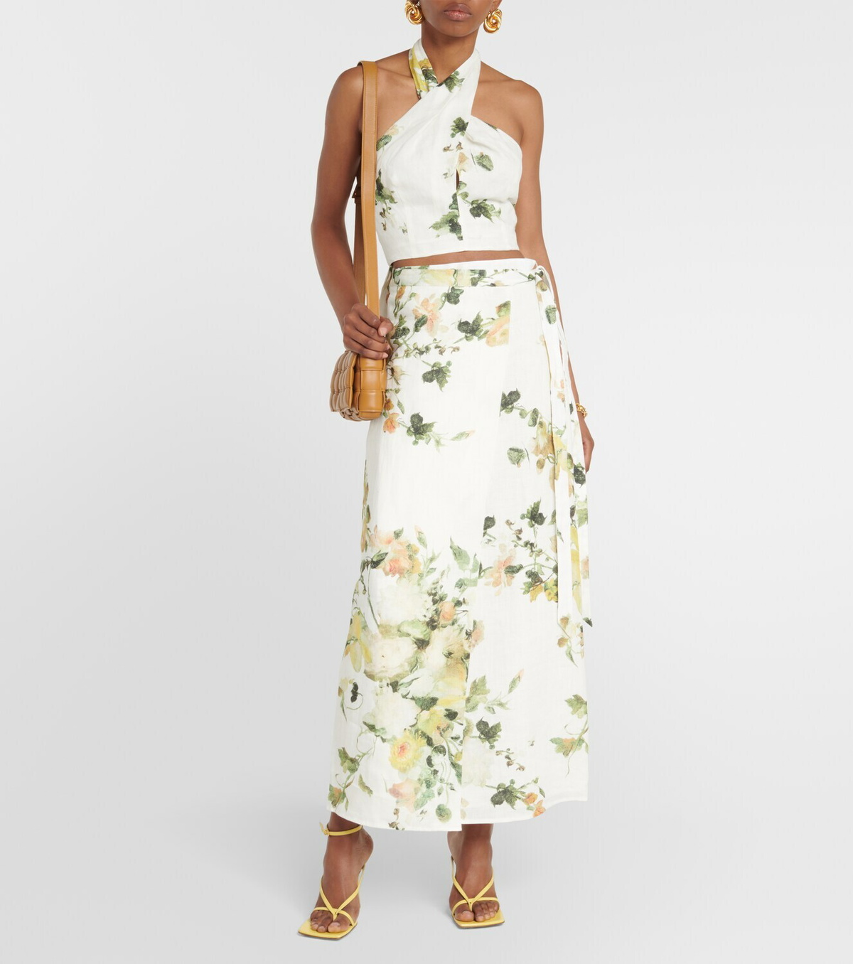 Erdem Floral linen halterneck top