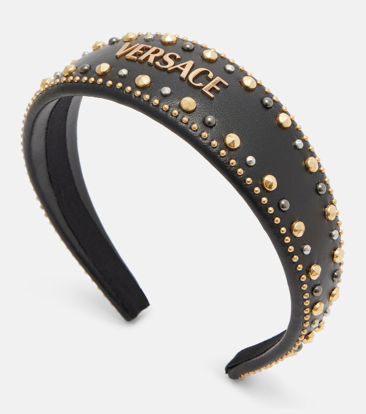 Versace Logo embellished leather headband
