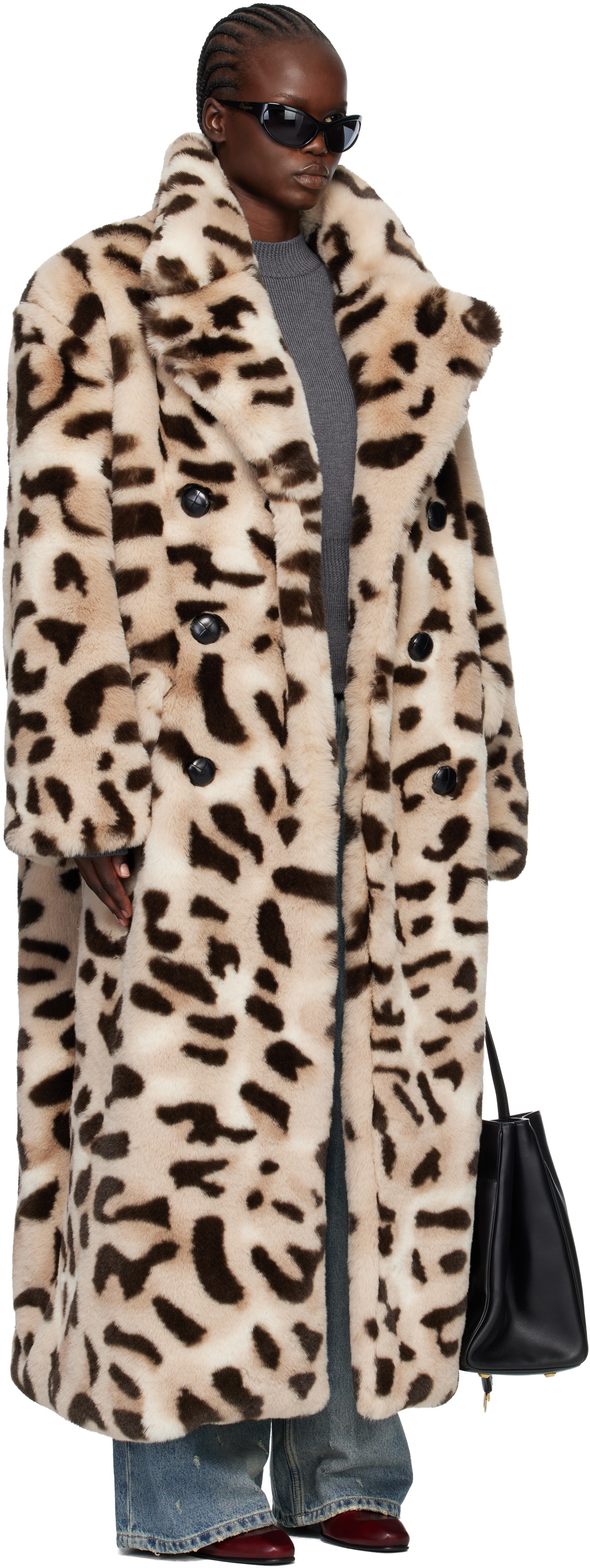 VAQUERA Beige & Brown Leopard Faux-Fur Coat