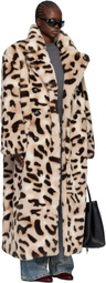 VAQUERA Beige & Brown Leopard Faux-Fur Coat