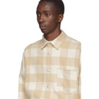 Palm Angels Off-White and Beige Checked Logo Over Shirt
