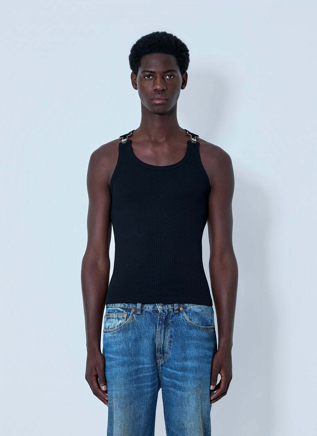 Jean Paul Gaultier Ribbed Tank Top with Metal Hardware Jean Paul