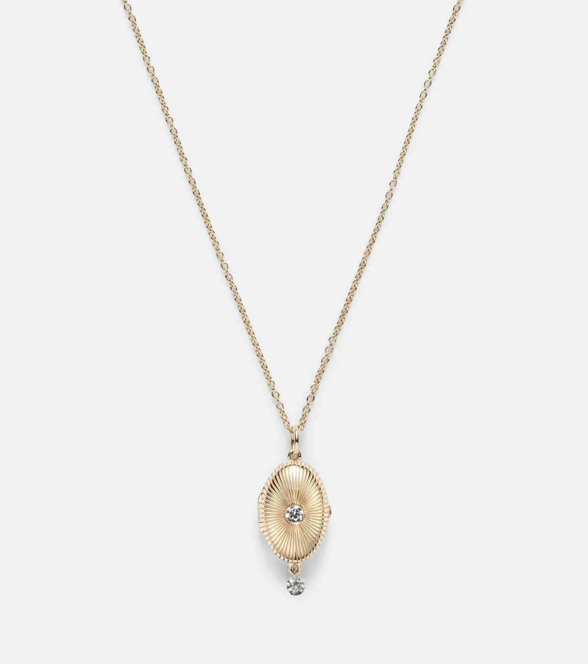 Persée 9kt gold locket necklace with diamonds