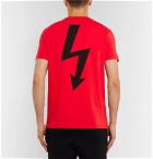 Neil Barrett - Slim-Fit Logo-Print Stretch-Cotton Jersey T-Shirt - Men - Red