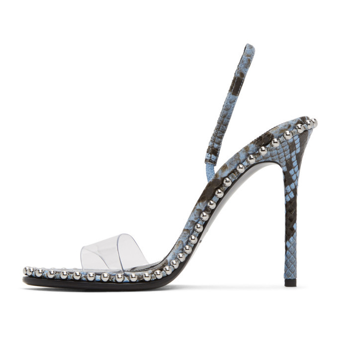 Alexander Wang Black and Blue Snake Nova Logo Sandals