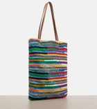 Miu Miu Leather-trimmed crochet cotton tote bag