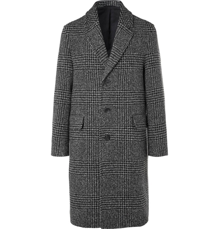 Photo: Mr P. - Prince of Wales Checked Virgin Wool-Blend Overcoat - Black