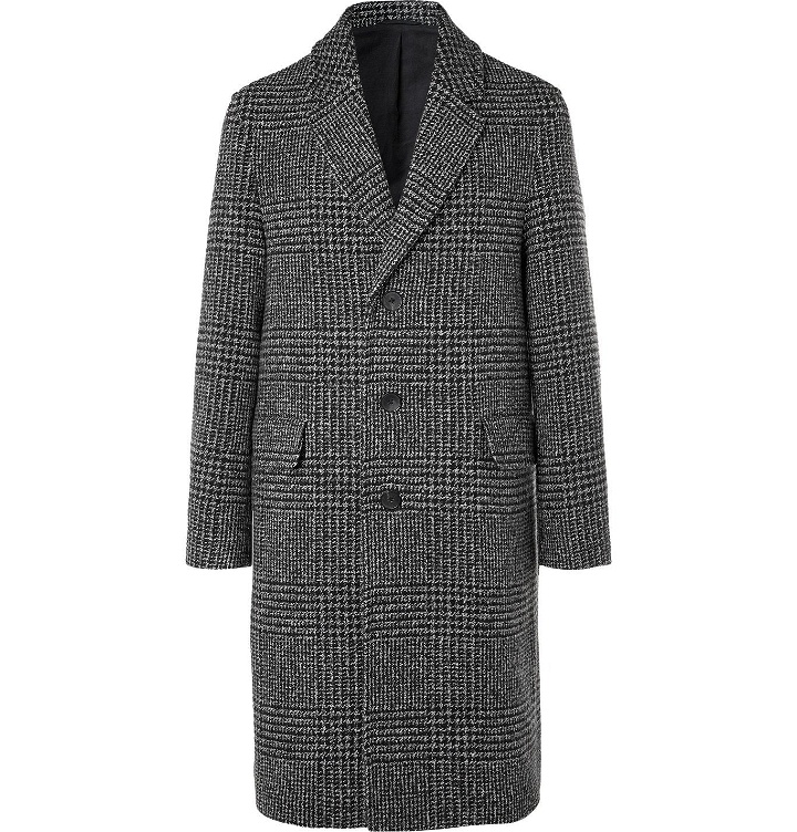Photo: Mr P. - Prince of Wales Checked Virgin Wool-Blend Overcoat - Black