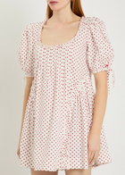 Damson Madder Meri Polka-dot Ruffled Cotton-poplin Mini Dress White