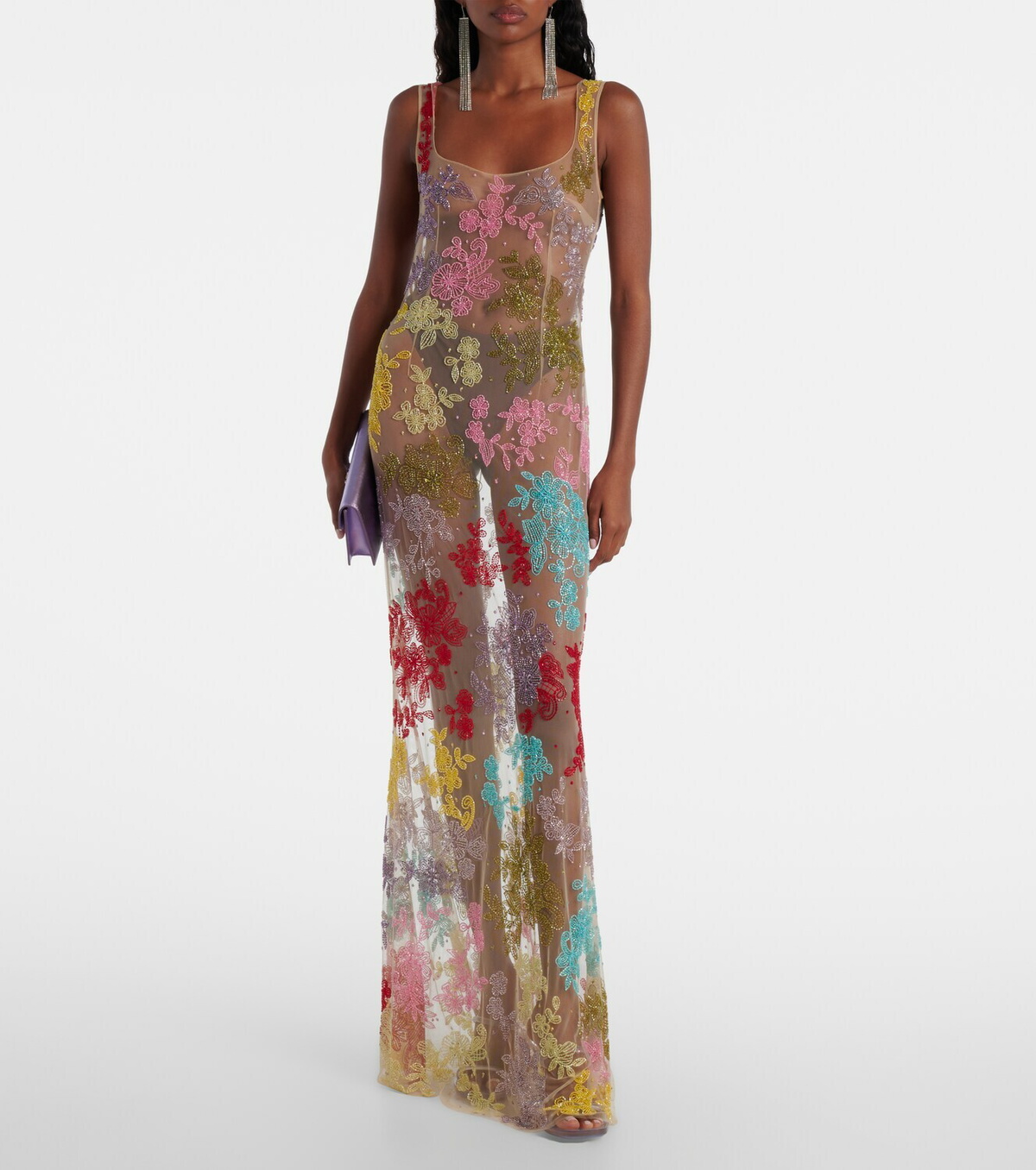 Clio Peppiatt Cora embellished sheer tulle gown