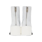 MM6 Maison Margiela White Suede Square Toe Ankle Boots