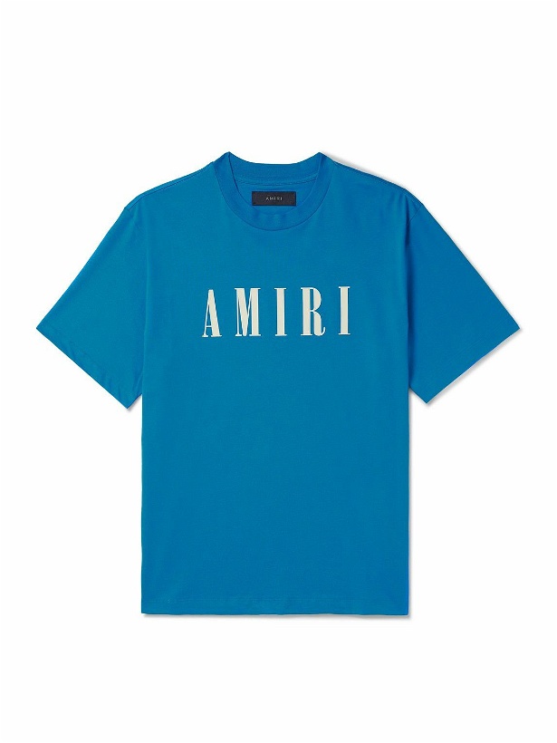 Photo: AMIRI - Logo-Print Cotton-Jersey T-Shirt - Blue