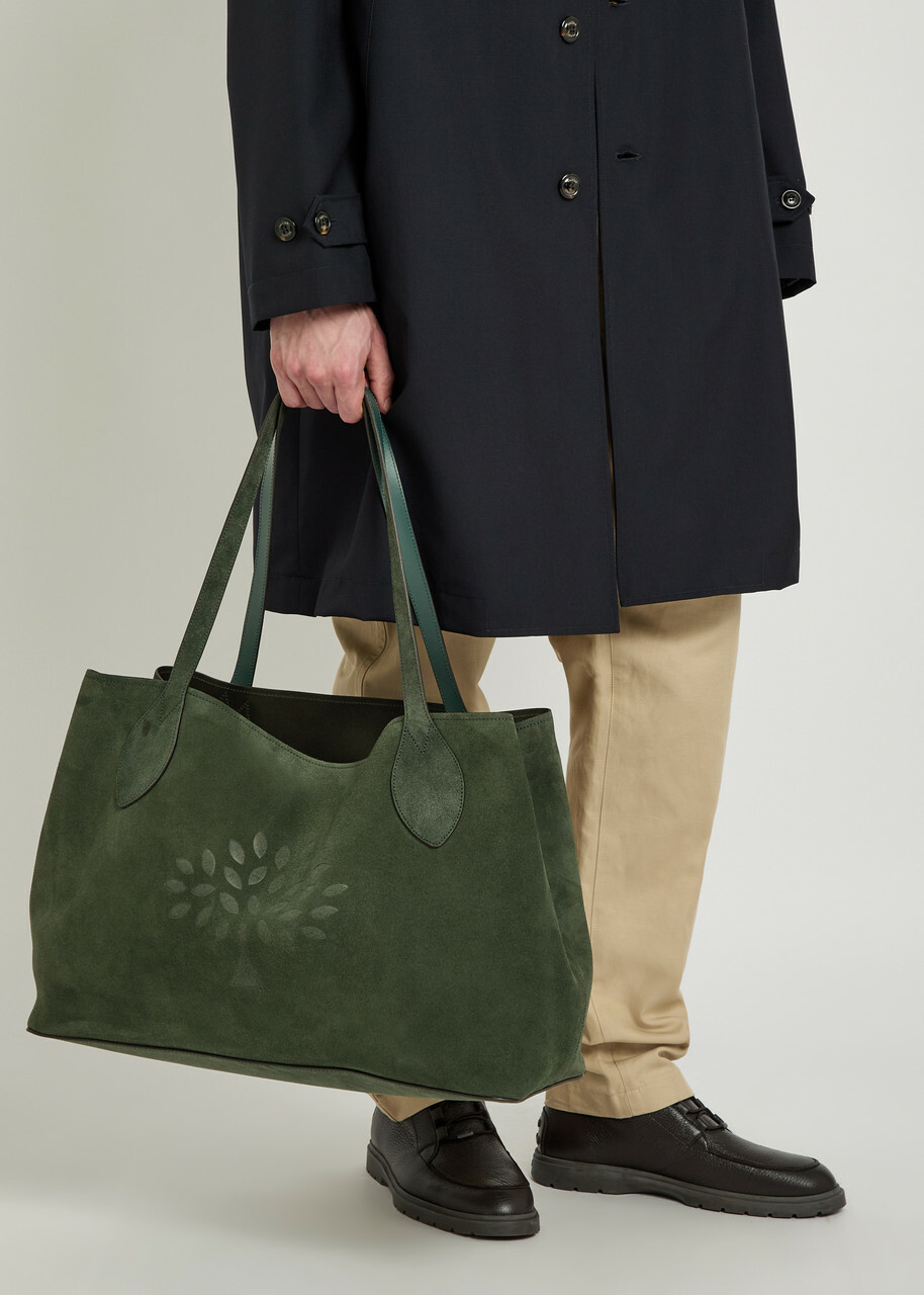 Mulberry Oversized Logo-debossed Suede Tote bag - Green - One Size