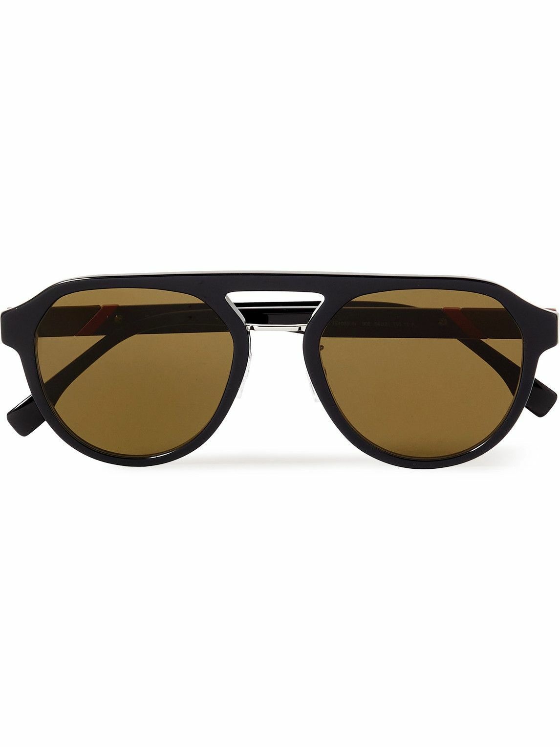 Fendi - Diagonal Aviator-Style Acetate and Silver-Tone Sunglasses Fendi