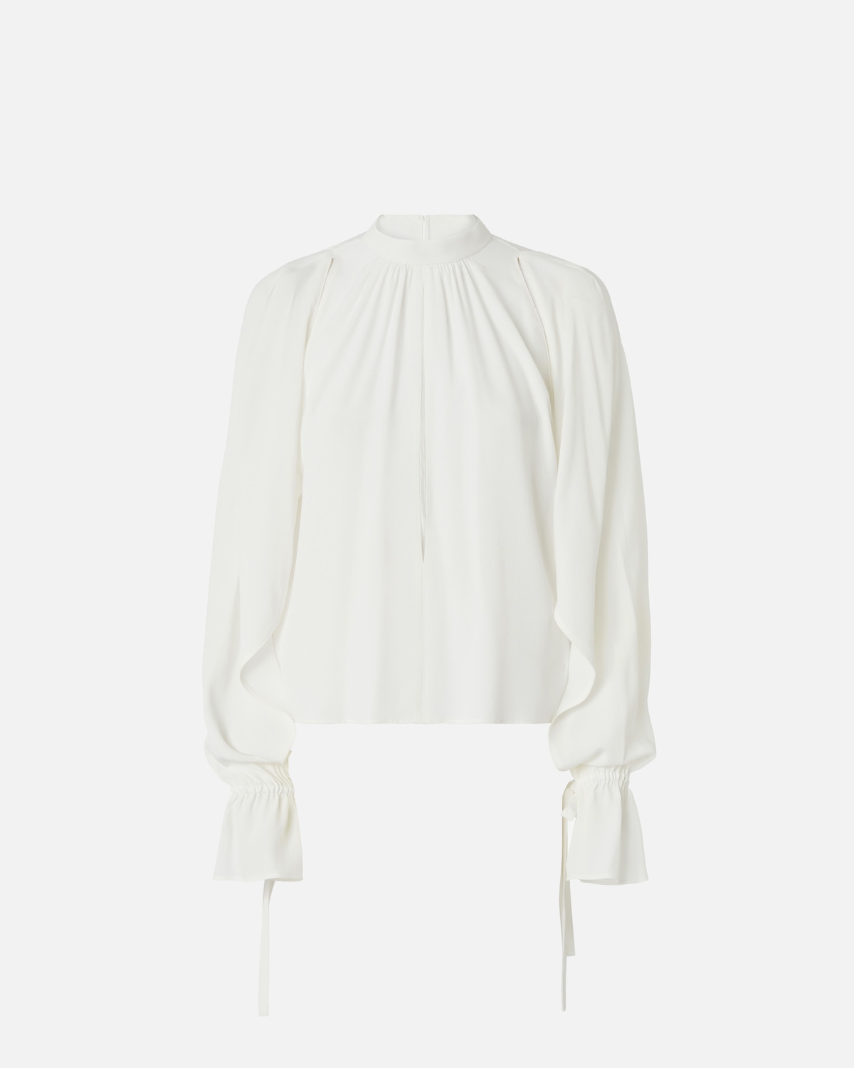 Pinko Silk Blend Blouse With Ruffled Sleeves Vanilla Ice Cream White