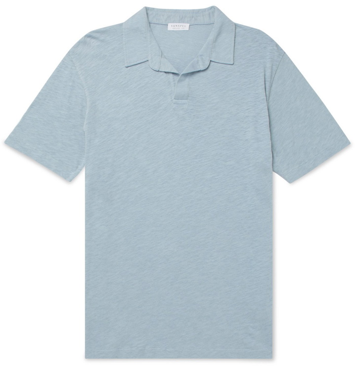 Photo: Sunspel - Mélange Cotton and Linen-Blend Polo Shirt - Unknown