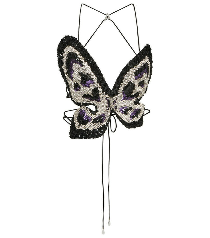 Photo: Area Crystal-embellished halterneck top