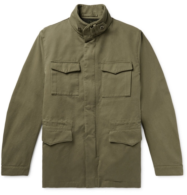 Photo: Incotex - Montedoro Cotton-Twill Field Jacket with Detachable Woven Lining - Green