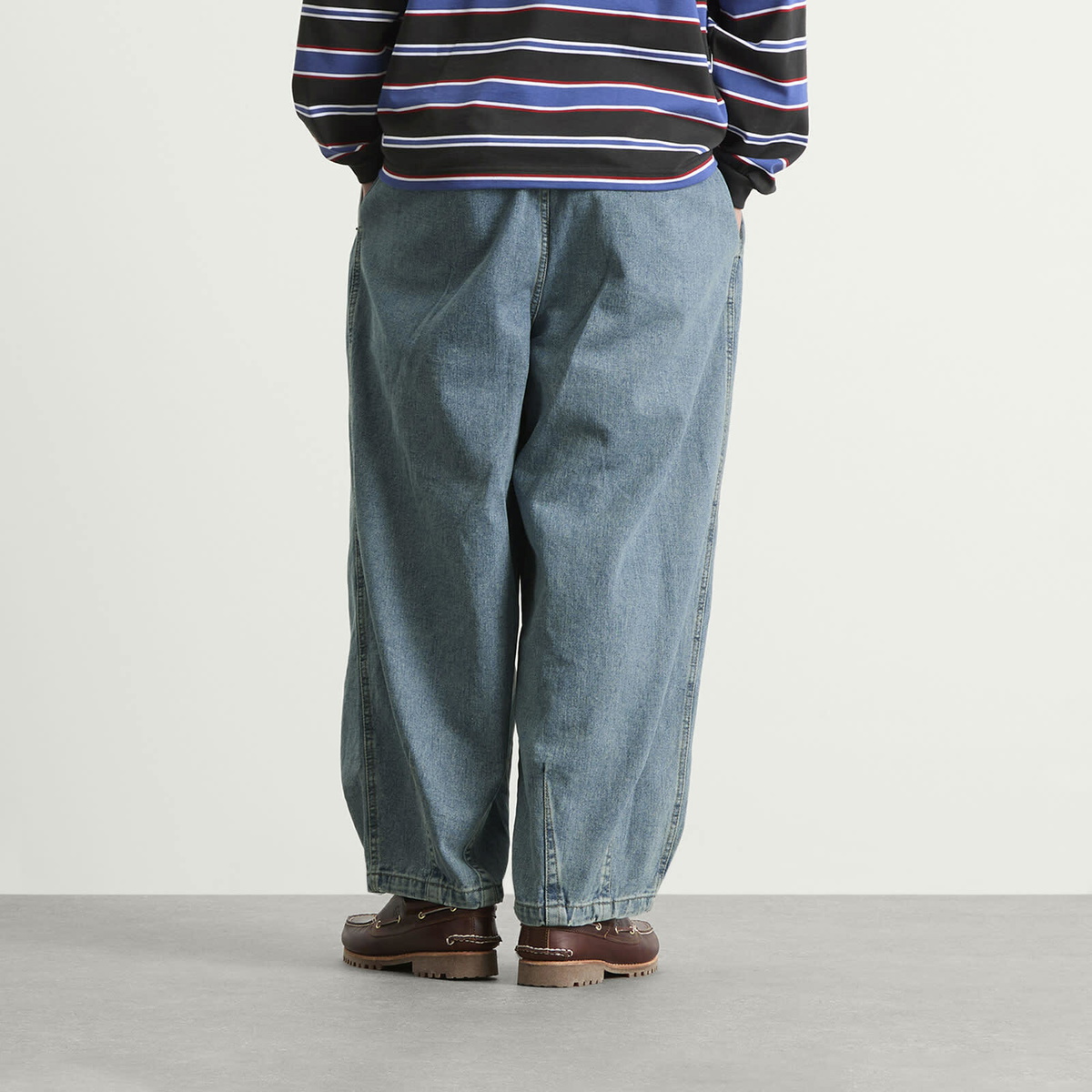 Anglan Men's Stone Vintage Denim Balloon Pants in Light Blue