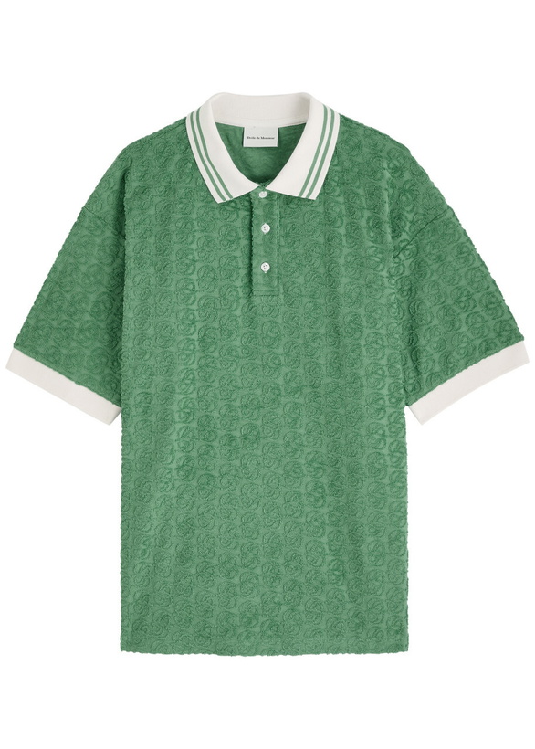 Photo: DRÔLE DE Monsieur Mono Jacquard Towelling Cotton Polo Shirt Green