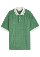 DRÔLE DE Monsieur Mono Jacquard Towelling Cotton Polo Shirt Green