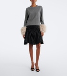 Jacques Wei Embellished ruched satin miniskirt