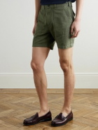 Drake's - Herringbone Cotton and Linen-Blend Twill Shorts - Green