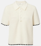 Frame Daybreak crochet scalloped polo shirt