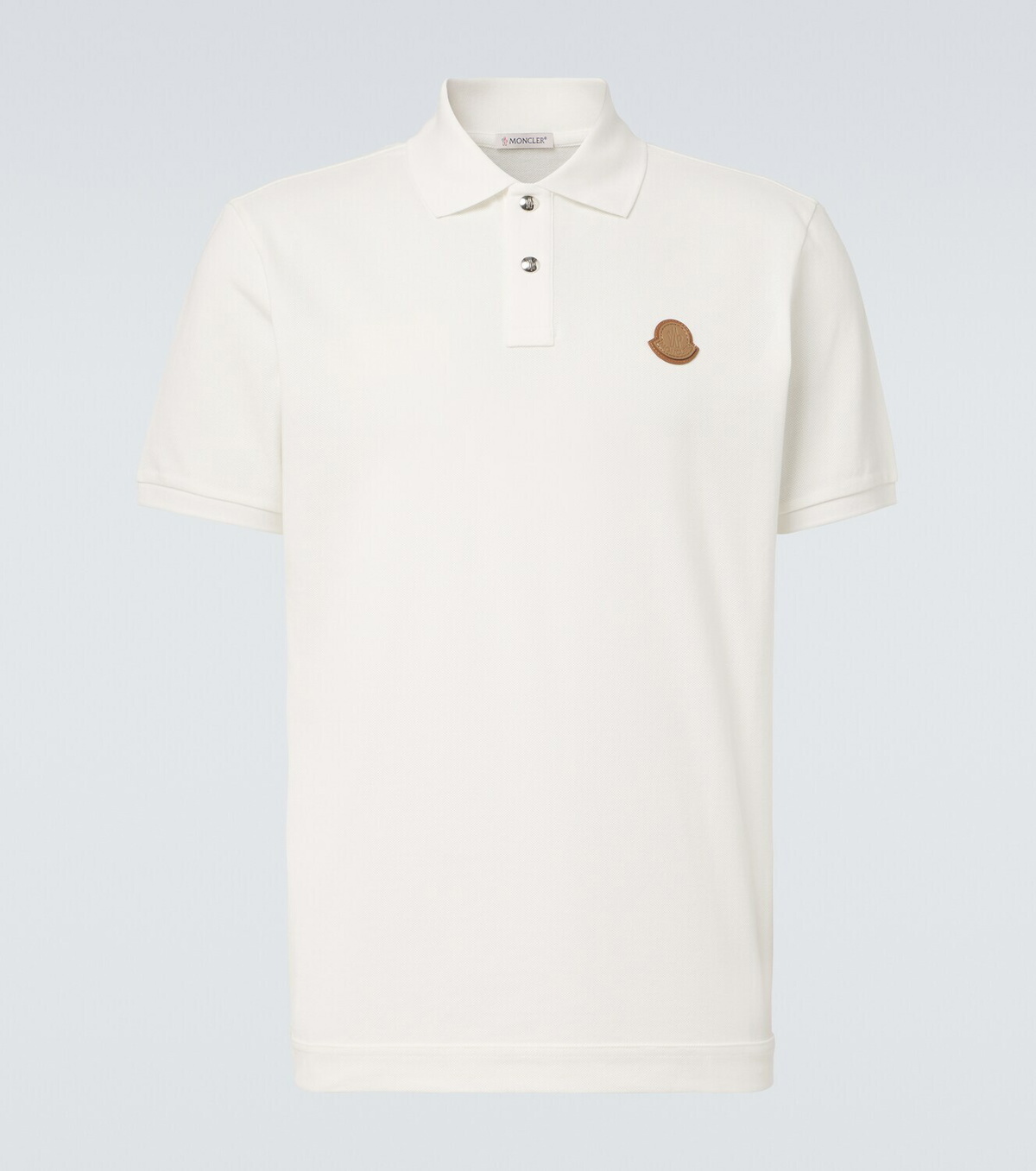 Moncler Leather-trimmed cotton piqué polo shirt