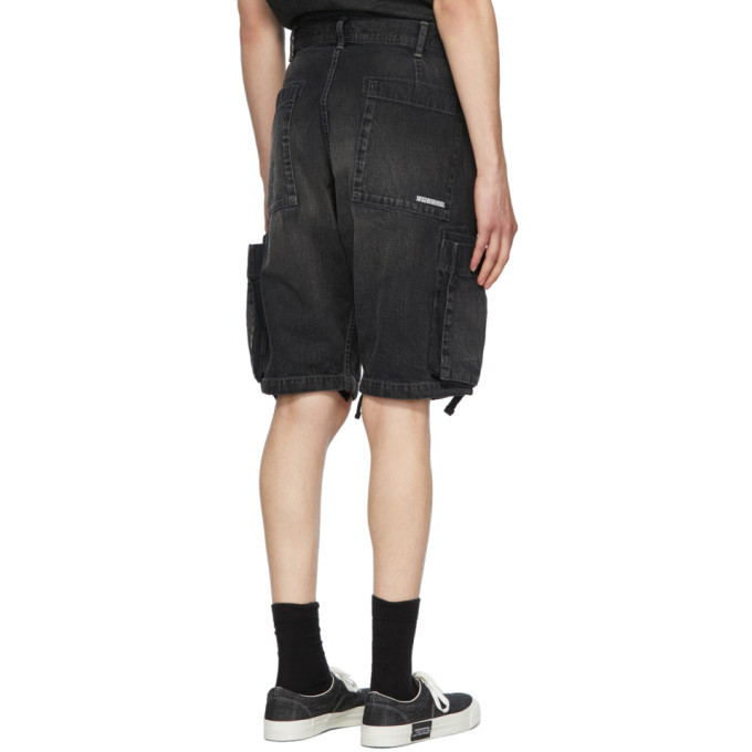 Neighborhood Black Denim Washed C-PT Cargo Shorts