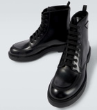 Prada Logo brushed leather combat boots