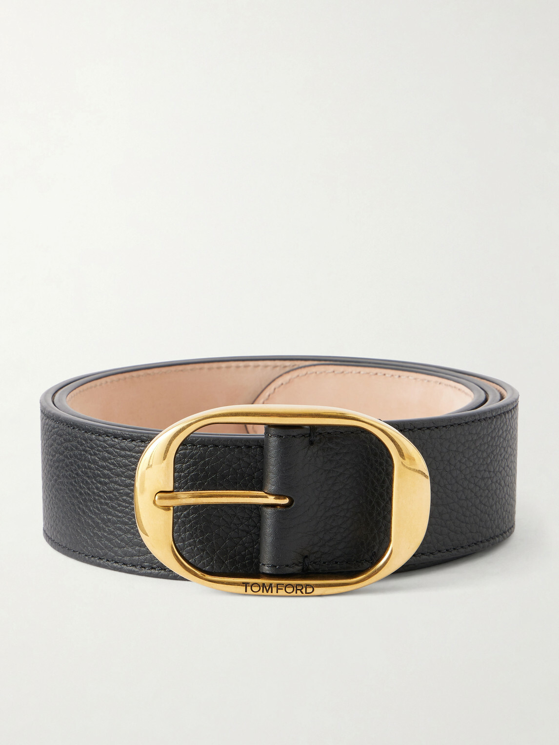 TOM FORD - 4cm Logo-Engraved Full-Grain Leather Belt - Black